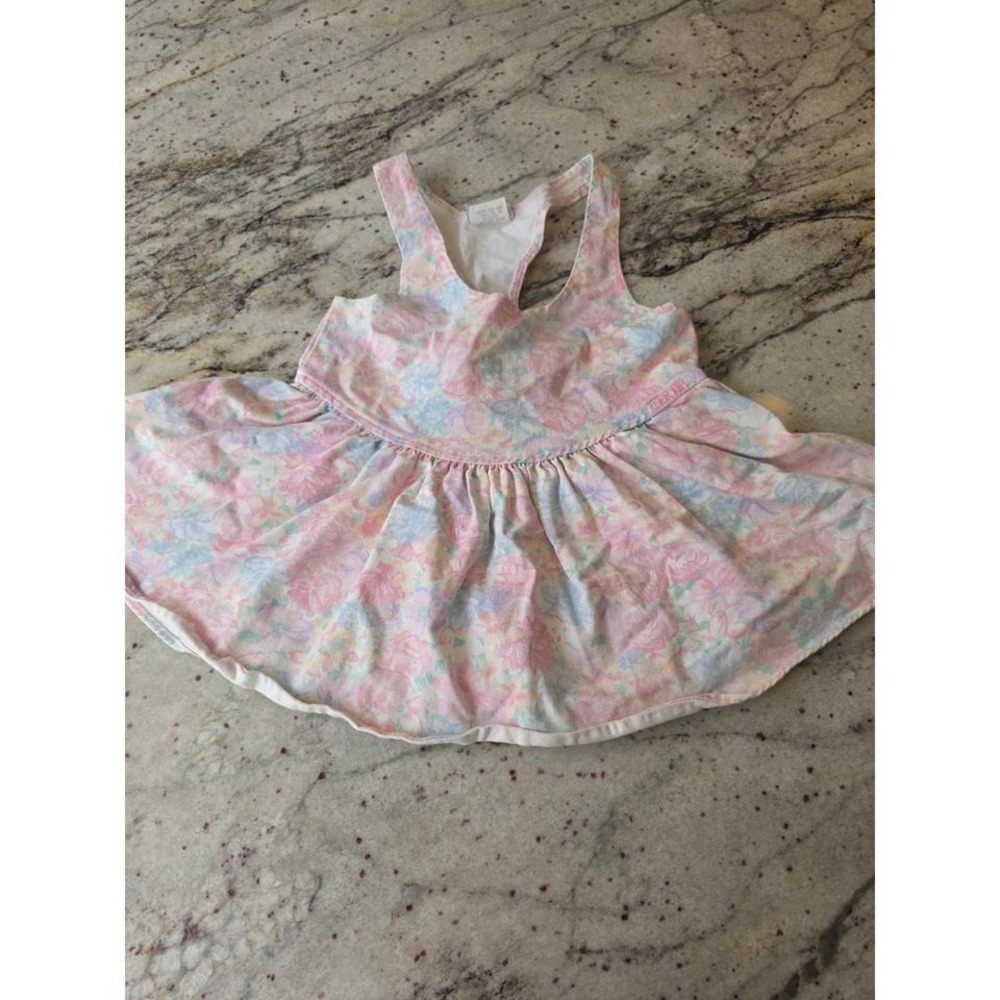 Cherokee Vintage 90s pastel floral jean tank dress top youth size 6